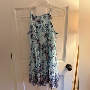 Blue Rain Light Blue Floral Midi Dress
